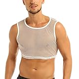 Herren Muskel Transparent netzshirt netzhemd sexy unterwäsche Herren Netz Hemd Crop Top mit Fischnetz T-Shirt Bauchfreies Tops Mesh Kurzarmshirt Transparent Oberteil