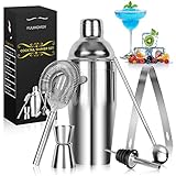 Cocktail Shaker Set,Edelstahl 304 Zubehör 6 stück 750ML Professioneller Bar Cocktailshaker Kit mit Messbecher und Barlöffel Cocktail Starter Set Geburtstags-/Weihnachts Frauen Männer