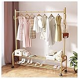 Mobiler Kleiderständer mit Rollen, stabiler Metall-Kleiderständer, freistehend, mit 2-stöckigen Regalen, d 120 cm – perfekt für Zuhause und Einzelhandel