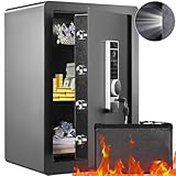 VEVOR Safe Tresor 2,2 Kubikfuß, Möbeltresor mit Feuerfester Geldtasche, Passwort & Schlüssel & Fingerabdruck Herausnehmbares Regal, Innenschrank, Wandtresor für Bargeld, Schmuck, Dokumente, Wertsache