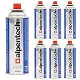 Alpen Camping 7-er Pack Butangas Kartusche 250g 450ml | Stechkartusche für Gaskocher Lötbrenner Bunsenbrenner Camping Herd Outdoor Kochen Nachfüllbare Gasflasche EN 417 Kompatibel (7 Stück)
