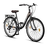 Chillaxx Bike Strada Premium City Bike in 26 und 28 Zoll - Fahrrad für Mädchen, Jungen, Herren und Damen - 21 Gang-Schaltung - Hollandfahrrad Citybike (26 Zoll, Schwarz-Braun V-Bremse)