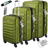 KESSER® 3tlg. Hartschalenkofferset Hartschalenkoffer Reisekoffer Set Trolley Koffer Inkl. Kofferwaage + Gepäckanhänger Rollkoffer Schloss 4 Rollen ABS-Hartschale Teleskopgriff M-L-XL