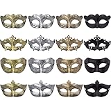 FEQO 16 Stück Venezianische Maskerade Maske Damen und Herren Vintage Antike Masken Augenmaske Retro Maskerade Masken für Karnevals Halloween Party