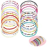 24 PCS Bunte Perlen Fußkette, Boho Fußkette Damen, Bunte Perlen fußkette, Handgefertigte Boho Perlen Fußkettchen Set für Damen und Mädchen, Verstellbar, für Strand und Alltag