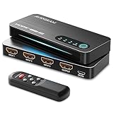 HDMI 2.1 Switch 3x1, AVIDGRAM 8K HDMI Umschalter 3 in 1 Out mit IR Fernbedienung, HDMI Switcher 4K 120Hz Auto Unterstützung 8K 48Gbps