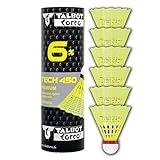 Talbot-Torro® Badminton Ball Tech 450, 6er Dose, Gelb, Geschwindigkeit Rot/Schnell, Premium-Nylonfederball, Federball Shuttle, Federbälle, Shuttlecocks, Nylonshuttles, für Indoor & Outdoor Federball & Badminton