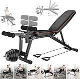 Hantelbank klappbar Platzsparend, Fitnessbank Weight Bench Gewicht Trainingsbank Verstellbar, Flach Bankdrücken Workout Bench Press Hebebank Sportbank Negativbank Schrägbank