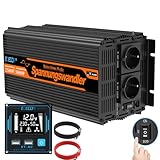 EDECOA Wechselrichter 2500w Reiner Sinus Spannungswandler 12v 230v LCD 2X USB und Fernbedienung wandler 2500w und kurzfristige Spitze 5000w Inverter