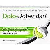 Dolo-Dobendan Zuckerfrei Lutschtabletten - Betäuben den Halsschmerz bei starken Halsschmerzen & Schluckbeschwerden - 1 x 48 Tabletten