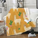 MOXINO 3D Alpaka Sherpa Decke 130x150 cm Cartoon Alpaka Kuscheldecke Flauschig Microfiber Fleecedecke Weich und Warme Wohndecke Throw Blanket Sofadecke Couchdecke Tagesdecke（Muster 56-19）