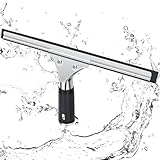Kasanni 30cm Fensterabzieher Profi, Edelstahl Fensterwischer mit Gummilippe, Duschabzieher Schwarz für Dusche,Badezimmer,Spiegel,Glas-Reinigung, Fensterreinigung, Duschabzieher, Fensterreiniger (A)