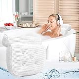 Eligara Ergonomisches Badezimmer-Kissen mit Kragen und Rückenstütze, Bequeme Kissen für Entspannung mit 4D-Luft-Mesh-Technologie, Whirlpool-Badewanne, Kissen mit starken Saugnäpfen, Badezimmerzubehör