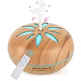 GeeRic Aroma Diffuser 550ML Luftbefeuchter mit Timer Ultraschall Vernebler,Raumbefeuchter Aromatherapie Öle Duftlampe mit 7 Farben LED Helles Holz