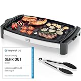 LEBENLANG Tischgrill Elektrisch 2000W - Inkl. Grillzange I 45x30cm I Plancha Elektrogrill für Balkon Innen & Außen I Elektrischer Teppanyaki Balkongrill Grill Elektrische Grillplatte Elektrogrills
