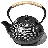 Teekessel aus Gusseisen, 600 ml, japanische Teekanne mit Edelstahl-Teesieb für den Herd, beschichtet mit emaillierter Innenseite. Teekanne aus Gusseisen