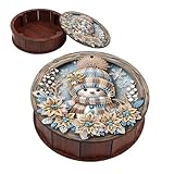 JICFDAO Diamond Painting Runde Snack Box 19.8x5.7cm Diamant Malerei Snackbehälter aus Holz Kleinigkeiten Organizer Aufbewahrungs-Organizer Holzbox mit Deckel für Zuhause Büro Party Schneemann Winter