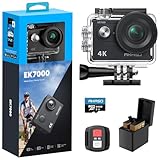 AKASO EK7000 Action Cam 4K30FPS mit 64GB microSDXC Speicherkarte Unterwasserkamera 170°Ultra Weitwinkel Full HD Sportcamera mit 2 Zoll LCD Bildschirm 2.4G Fernbedienung