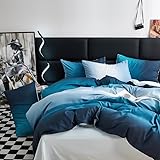 Boqingzhu Bettwäsche 135x200cm Blau Dunkelblau Hellblau Romantisch Modern Farbverlauf Wende Bettwäsche Set Bettbezug 135 x 200 cm und Kissenbezug 80 x 80 cm mit Reißverschluss