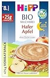 HiPP BIO Milchbrei Gute-Nacht Hafer Apfel (4 x 475g), ab 8. Monat, ohne Zuckerzusatz, mit Bio-Vollkorngetreide und Bio-Früchten, in bester Bio-Qualität