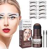 Augenbrauen Stempel Schablone, Eyebrow Powder Stamp,Augenbrauen Stempel Set,Augenbrauen Stempel,Wasserfestes Augenbrauen-Puder-Set,Wiederverwendbares Makeup Brauenpuder Kit,Dunkelbraun