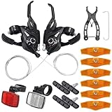 Zhixifan EF51-7 Fach Gangschaltung Schalthebel Bremshebel mit Bremskabel 3x7 Schalthebel Set mit Ganganzeige Fahrrad Bremsbeläge Fahrrad Reflektoren Vorne Hinten Set für Rennrad Citybike