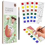 Generisch 20 Seiten Kinder Aquarell Skizzenbuch, 3-8 Jahre alt Tasche Malbuch, Reise Doodle Aquarell Skizzenbuch Set, Wasser Malerei Buch Reise Event Party Favors (Fantasy Garden)