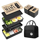 YARVPUV Bento Box Japanisch,1200ml Lunchbox für Mama,mit Besteck und Lunch Bag Frühstücksbox,Doppelte Isolierte Bento Box,Geschenk zum Muttertag,Perfekte Lunchbox für Erwachsene und Kinder
