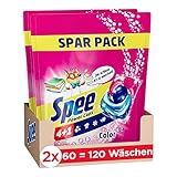 Spee Power Caps Color 4 + 1 (120 Waschladungen), Colorwaschmittel für Buntwäsche & Dunkles, vordosiertes Waschmittel vereint Reinheit, Strahlkraft, Frische & Nachhaltigkeit