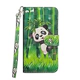 Sunrive Hülle Für Samsung Galaxy S6, Magnetisch Schaltfläche Ledertasche Schutzhülle Etui Leder Case Cover Handyhülle Tasche Schalen Lederhülle MEHRWEG(Panda 2)