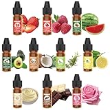 Lebensmittelaroma - 10 Farbe Konzentrierte Flavour Drops, Lip Gloss Aroma Flüssiger Tasty Drops für GeträNke, Backen, Kochen, SüßIgkeiten, Seifen, Joghurt - 6 ml