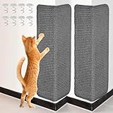 Zocipro 2 Stück Kratzwand für Katzen, Kratzmatte Katze Wand 50 x 25 cm, Eckenschutz Katze, Sisal Katzen Kratzmatte zum Kleben, Katzenkratzbretter für Sofa Möbel Tür Kratzschutz, Grau