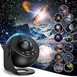 Macchiatto sternenhimmel projektor, Planetarium Projector Lamp with 13 Planet Discs, LED Sternenhimmel mit Timer, Galaxy Projector for Room Decor, Sternenprojektor für Kinder Erwachsene-Schwarz