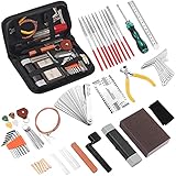 Kamtop Gitarre Reparatur-Werkzeug-Set Profil 52 Stück Komplett Gitarre Reparatur Tool Kit Zum Wartung Und Pflege Für Gitarre, Ukulele, Bass, Mandoline