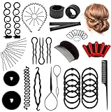 Haare Frisuren Hilfe Set, Haar Zubehör DIY Kit,Knotenringe für Haarstyling, Haargeflecht Werkzeug für Mädchen, Dutt Bun Frisur Maker Werkzeug, Hair Braid Tools