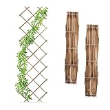 Relaxdays Rankgitter, ausziehbar, 3er Set, Rankhilfe Kletterpflanzen, 180x60 cm, Garten, Balkon & Terrasse, Holz, braun
