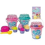 Simba 107110554 - Eimergarnitur Cupcake, es wird nur ein Artikel geliefert, 12 Teile, Eimer, Sieb, 9x Sandform, Portionierer, Höhe 16cm, Durchmesser 17cm, Sandkasten, Sandspielzeug