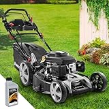 BRAST® Benzin Rasenmäher mit Antrieb | 5,2kW (7PS) | Elektrostart | 55cm Schnittbreite | viele Modelle | TÜV | 30-80mm Schnitthöhe | 60L Fangkorb | 4 Takt OHV Motor | Stahlgehäuse | ESTART Speed