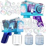 EagleStone 2er-Pack automatische Seifenblasenpistole mit 10 Düsen und LED-Licht, Seifenblasenmaschine für Kinder ab 4 Jahren, Outdoor Seifenblasen Spielzeug für Geburtstag, Party und Geschenk