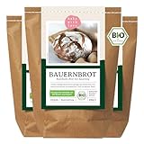 Bio Brotbackmischung Bauernbrot – Sauerteigbrot mit Roggenmehl & Dinkel – für Brotbackautomat & Ofen – frisches Brot backen – Bake with Love – 3 Pack