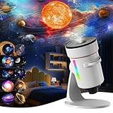QKTYB Planetarium Projektor, Sternenhimmel Projektor mit 4K HD Planet Discs, 360° Rotierenden Galaxy Projector mit Timer, Sternenprojektor Nachtlicht Lampe für Kinder Erwachsene Schlafzimmer