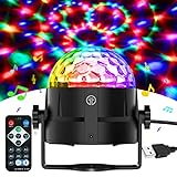 Gobikey Discokugel, 360° Rotierende Musik Activated Discolicht LED Party Lampe mit Fernbedienung- 3W RGB Dynamisch Disco Lichteffekte, 4M/13ft USB,Partylicht für Party/Halloween/Hochzeit