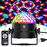 Gobikey Discokugel, 360° Rotierende Musik Activated Discolicht LED Party Lampe mit Fernbedienung- 3W RGB Dynamisch Disco Lichteffekte, 4M/13ft USB,Partylicht ür Party/Halloween/Kinder/Hochzeit