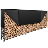 WELS® Brennholzregal außen 300x25x115cm, Kaminholzregal Metall + Abdeckung, Kaminholzunterstand 1050kg Wasserdichter Holzlager Holzstapelhilfe für Garten Terrasse