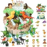 35 Stück Dino Tortendeko, Kuchendeko Dinosaurier, Tortendeko Geburtstag Junge mit Dino Tattoo, Dinosaurier Kuchen Topper für Kinder Junge, Happy Birthday Cake Topper für Dinosaurier Geburtstag Deko