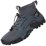 VTASQ Herren Damen Wanderschuhe Anti-Rutsch Wanderstiefel Trekkingschuhe Leicht Atmungsaktiv Outdoorschuhe Männer Sportschuhe Kletterschuhe Trail Running Traillaufschuhe Unisex Grau 45 EU