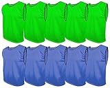 SPORTSBIBS Fußball Leibchen Set 10 Stück: 2 Farben - 5 von jeder Farbe, für Kinder und Erwachsene, Markierungshemd-Trainingsleibchen ohne Logo, Team-Spiel Bibs für Herren Damen Senioren Junioren