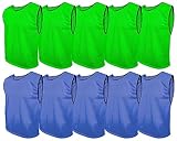 SPORTSBIBS Fußball Leibchen Set 10 Stück: 2 Farben - 5 von jeder Farbe, für Kinder und Erwachsene, Markierungshemd-Trainingsleibchen ohne Logo, Team-Spiel Bibs für Herren Damen Senioren Junioren