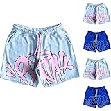 for Syna World Herren T-Shirt und Shorts Set 2 Teiliges Sportanzug Tracksuit Streetwear Sommer Outfit Trainingsanzug Jogginganzug Kurzarm Baumwolle Y2K Hip Hop Bequem Casual Wear Unisex Streetwear