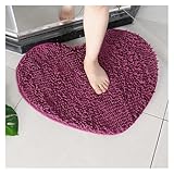 CQCQC Badematte, rutschfest, superabsorbierend, Chenille, herzförmige Fußmatten, Badezimmer, WC, Teppich, Farbiger Raumteppich, weiche Fußmatte, Hochzeitsdekoration(Deep Purple,50x60cm)